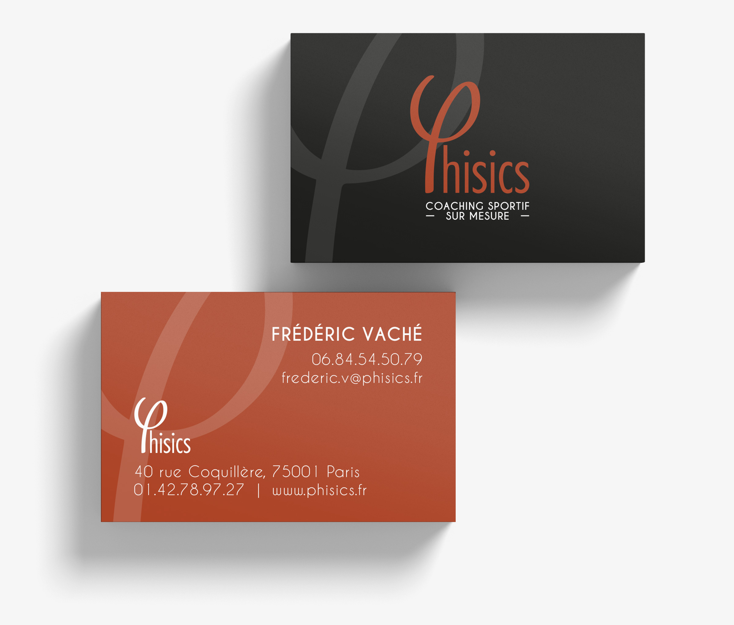 Carte de visite coaching sportif haut de gamme Paris design graphique salle de sport Île-de-France France identité visuelle
