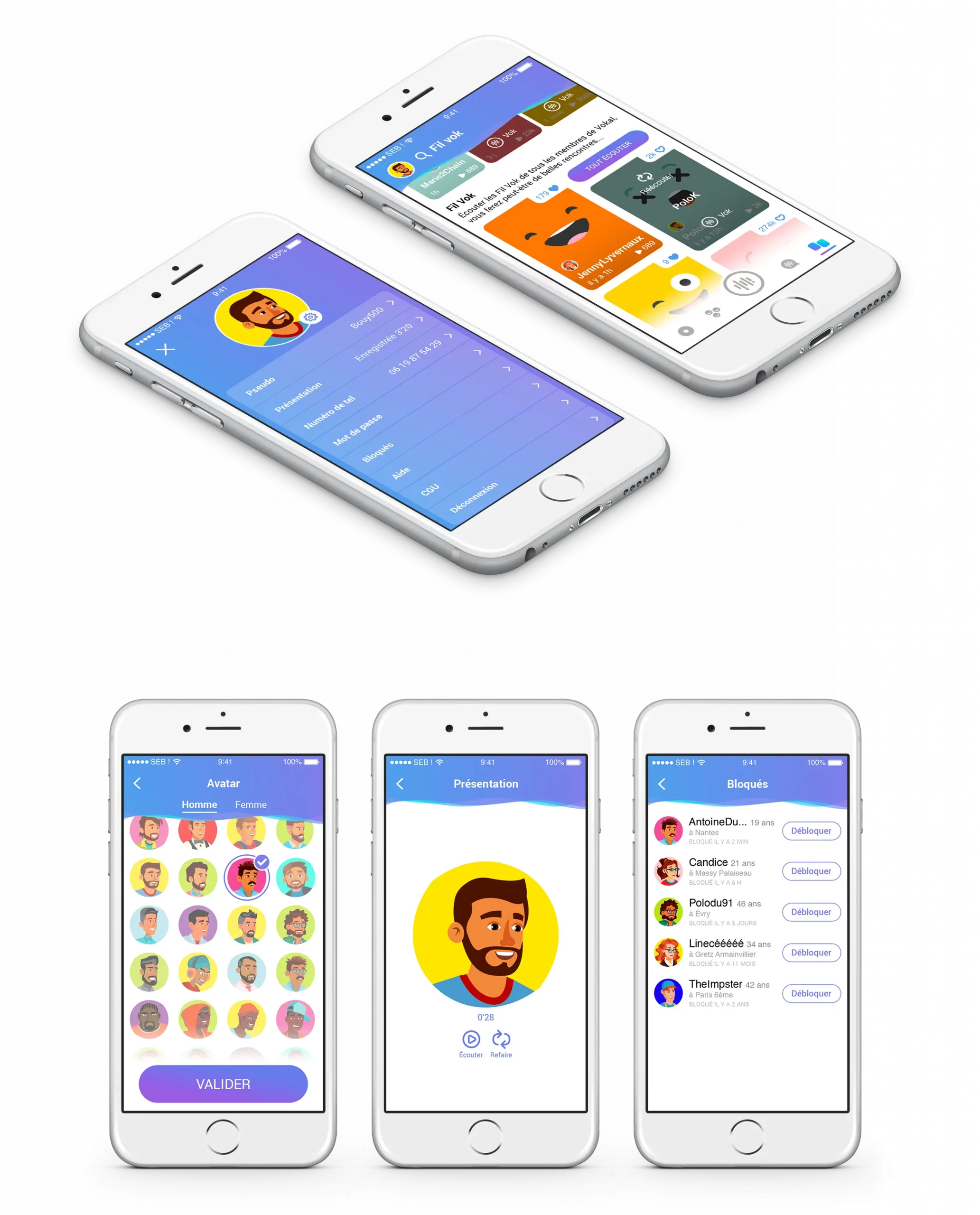Paramètres application mobile UX UI design Paris Vokal personnalisation utilisateur Île-de-France France app mobile