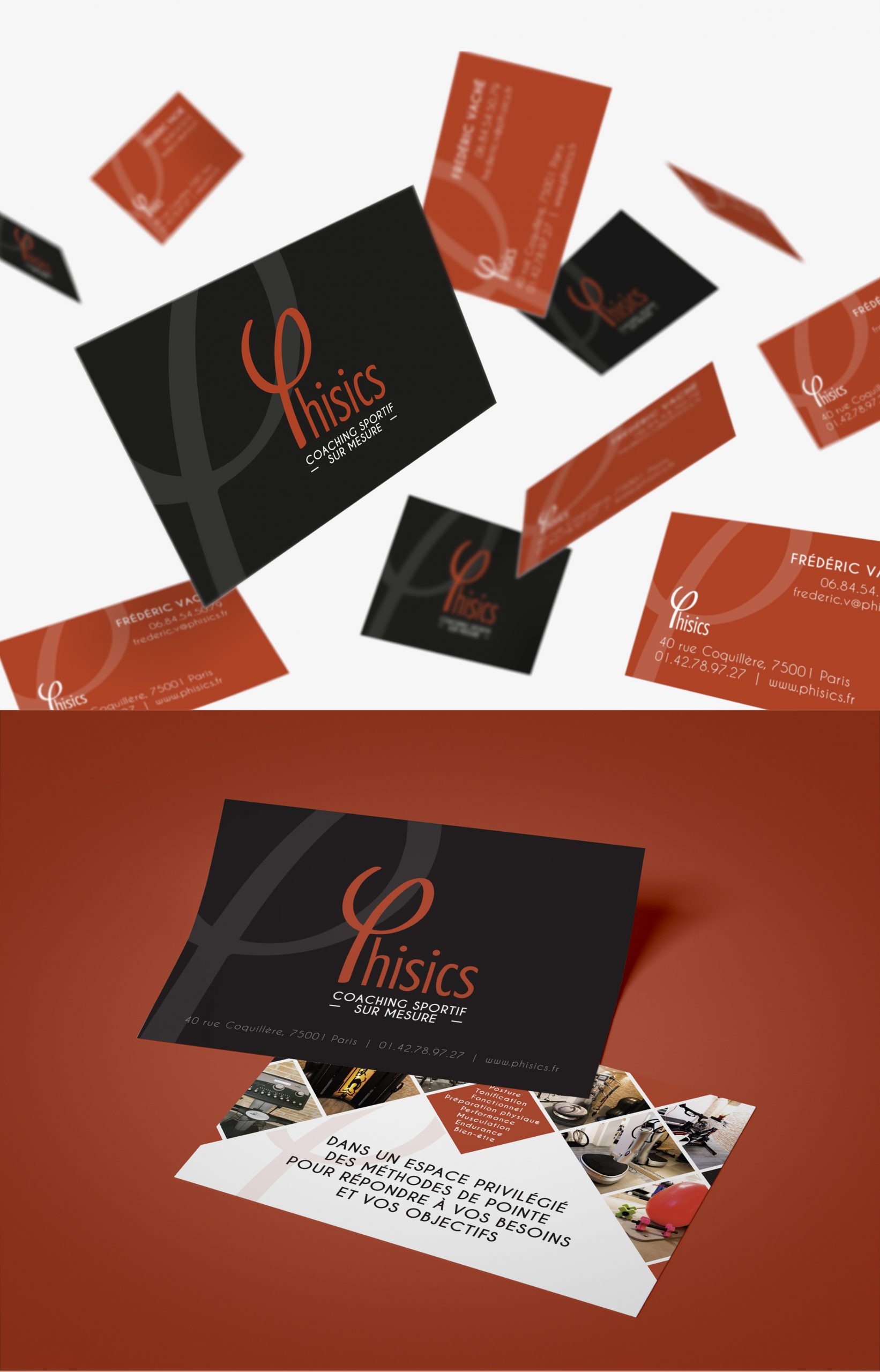 Cartes de visite sport luxe Paris identité visuelle coaching sportif communication print Île-de-France France