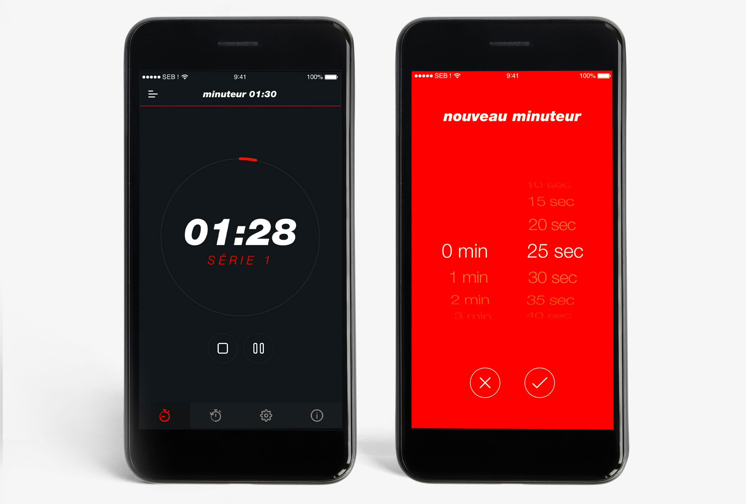 Minuteur application fitness interface mobile design UX suivi entraînement Paris Île-de-France France