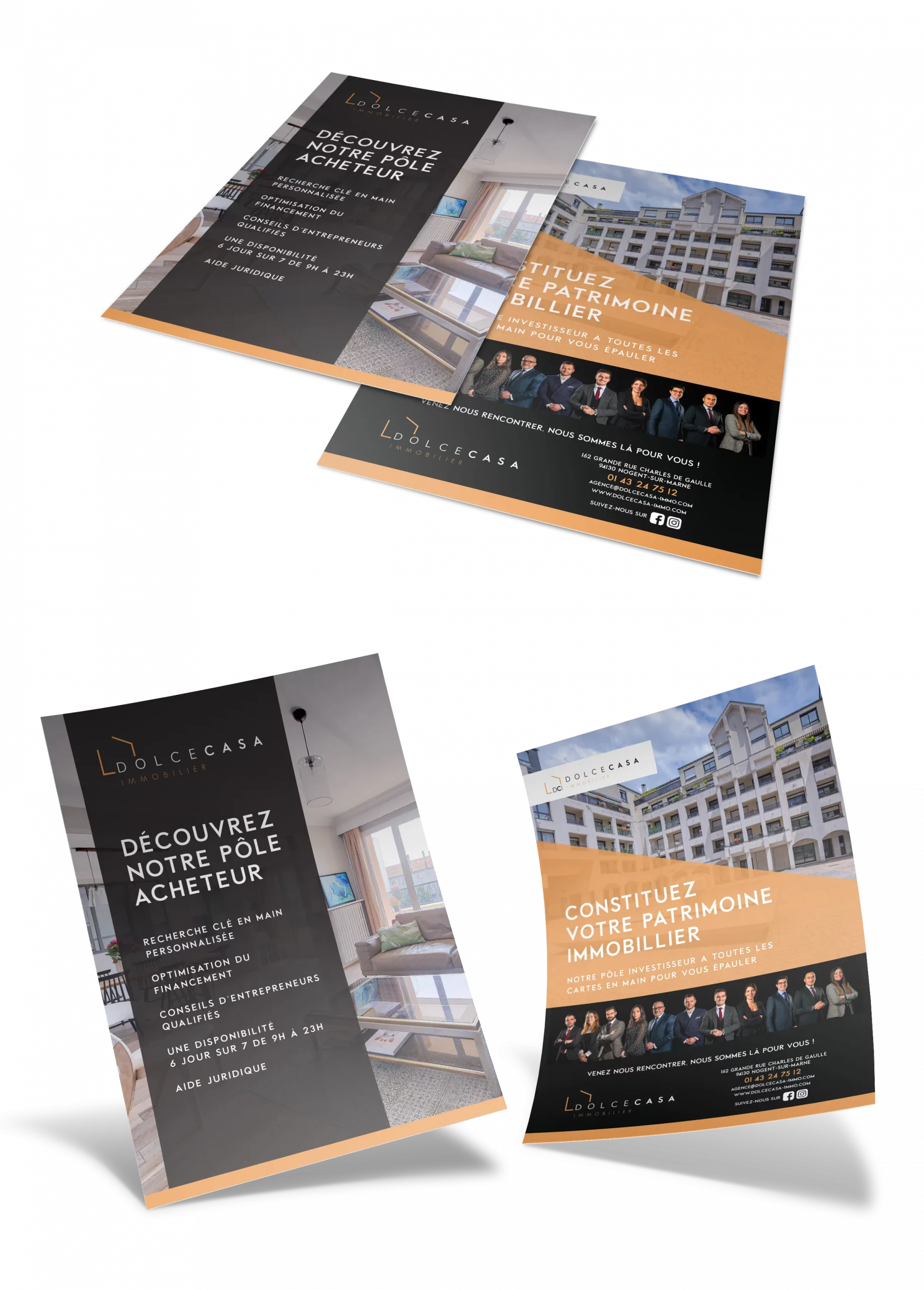 Flyer immobilier investissement Nogent-sur-Marne Dolce Casa design print agence graphiste Paris Ile-de-France