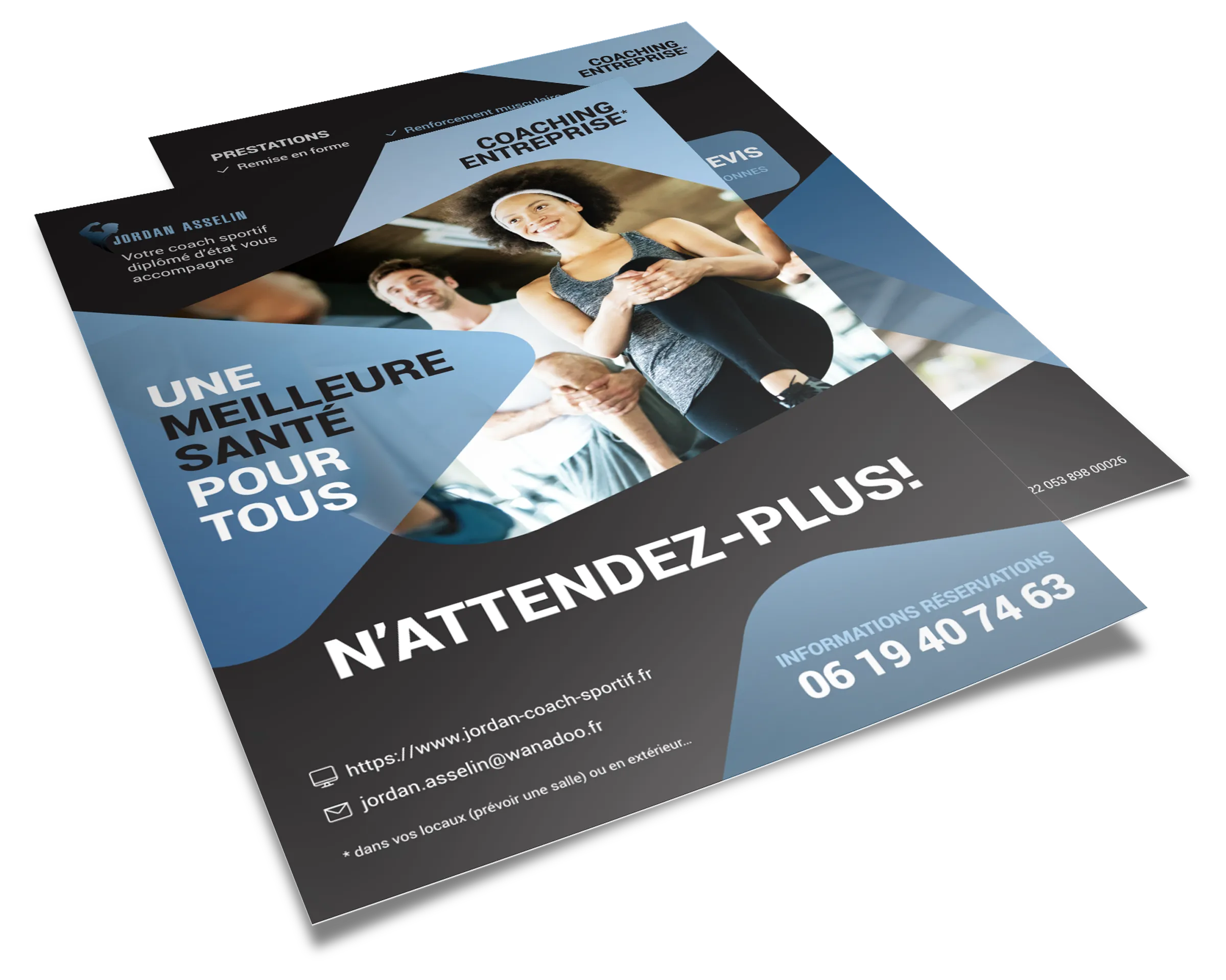 Flyer coach sportif design graphique Jordan Asselin communication print Paris Ile-de-France France