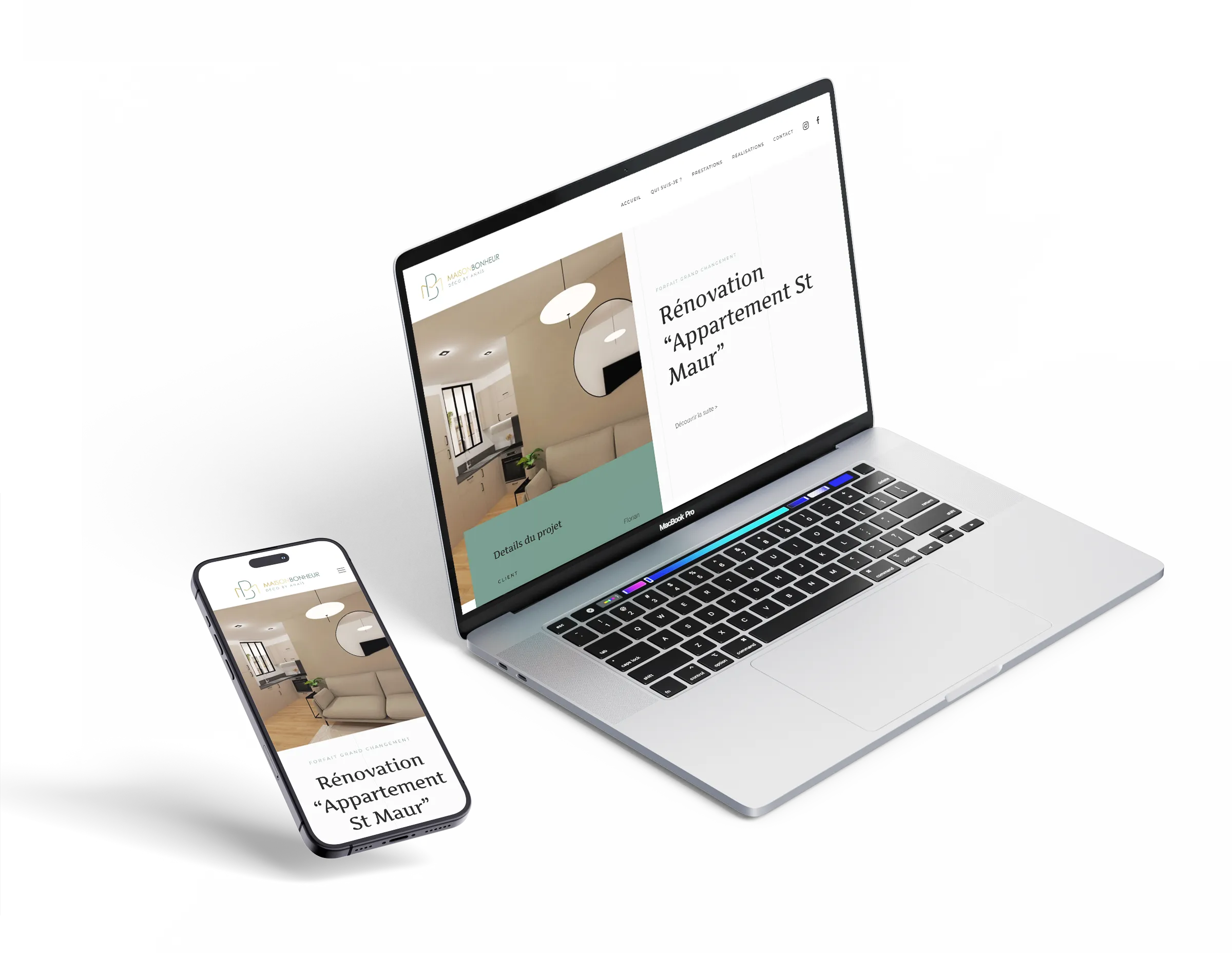 Création de site internet responsive pour décoratrice d’intérieur à Paris par un webdesigner freelance spécialisé en design UI UX en France