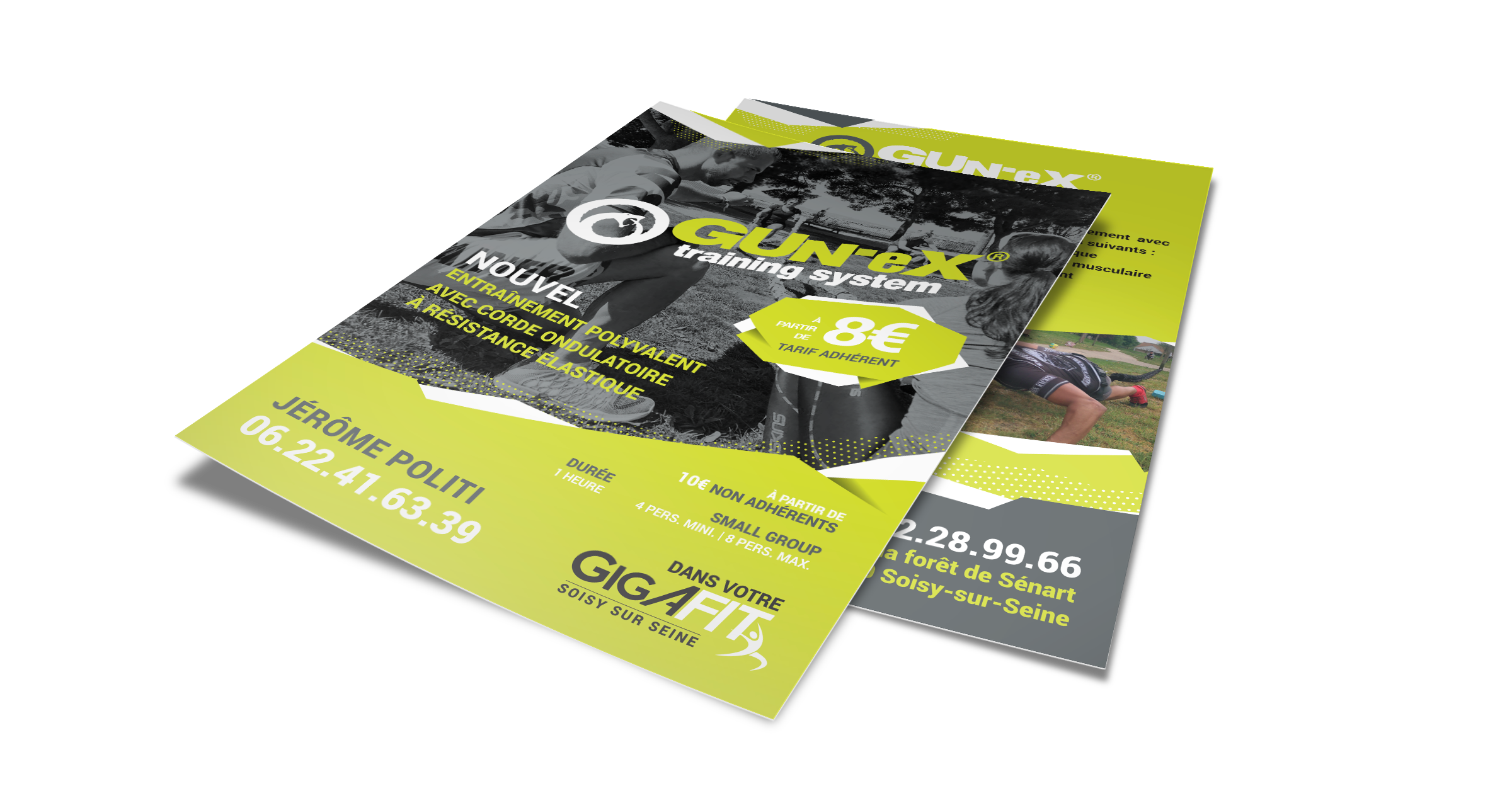 Création flyer coach sportif Gunex training system design graphique fitness Paris Ile-de-France France