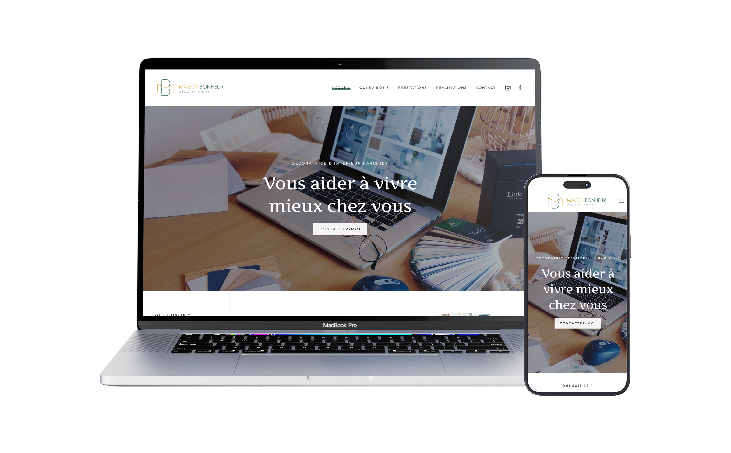 Création de site internet responsive pour décoratrice d’intérieur à Paris par un webdesigner freelance spécialisé en design UI UX en France