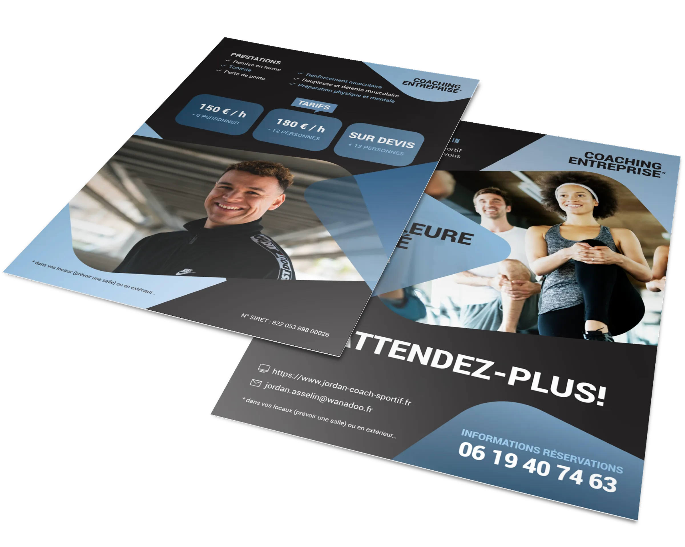 Flyer verso coach sportif tarifs prestations mise en page professionnelle Paris Ile-de-France France