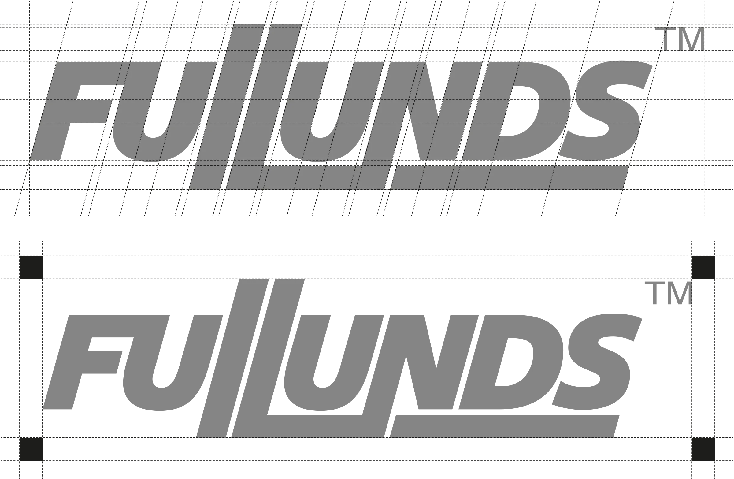 Construction graphique du logo FullUNDS réalisée par un designer graphique freelance basé à Paris spécialisé en branding et identité visuelle en France.