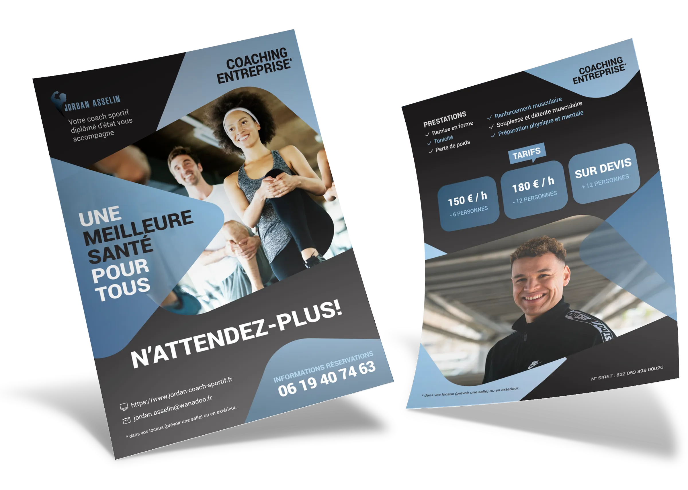 Identité visuelle coach sportif flyer design moderne graphiste freelance Paris Ile-de-France France