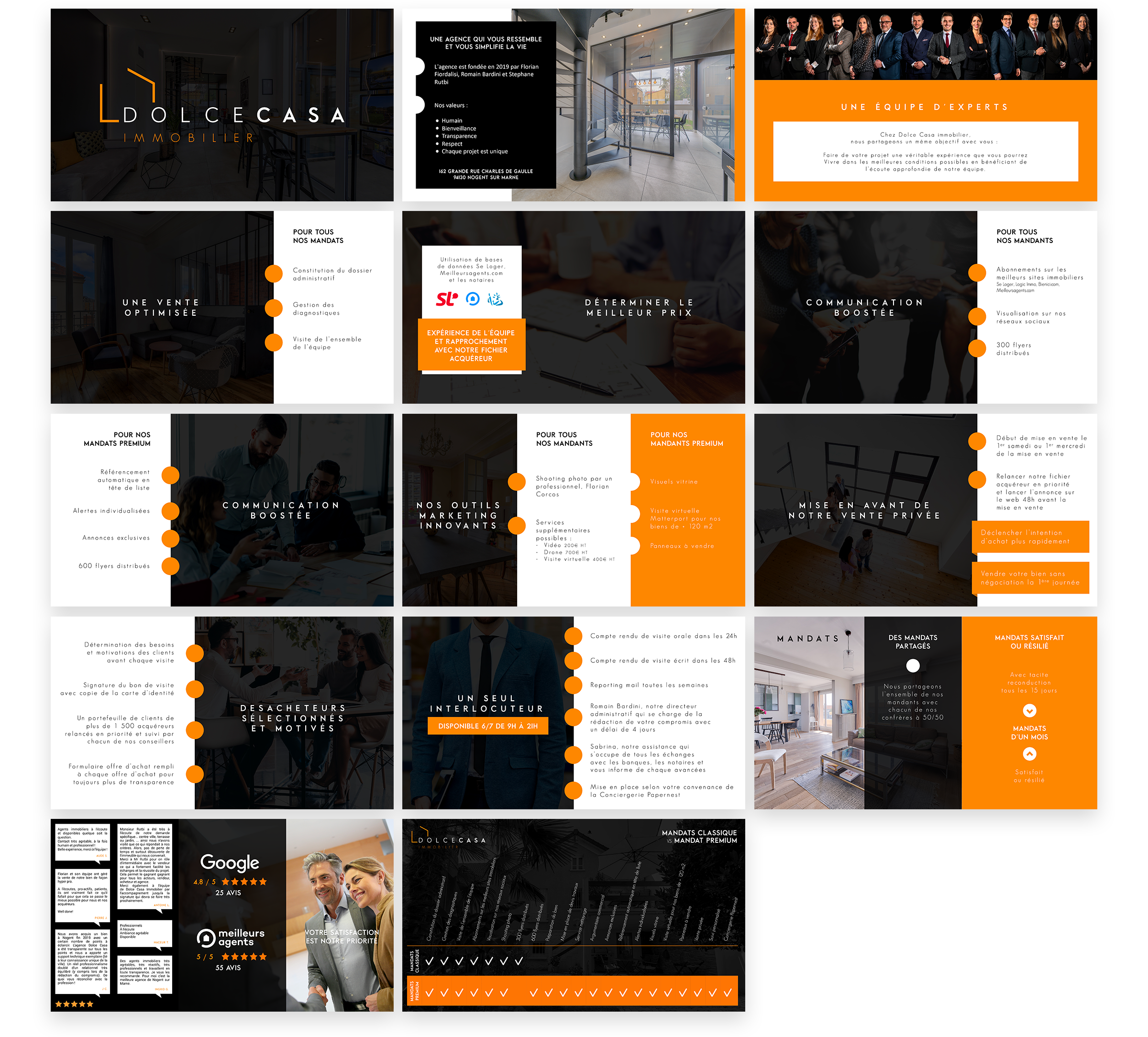Ensemble slides PowerPoint immobilier template complet agence design Paris graphiste freelance Ile-de-France France
