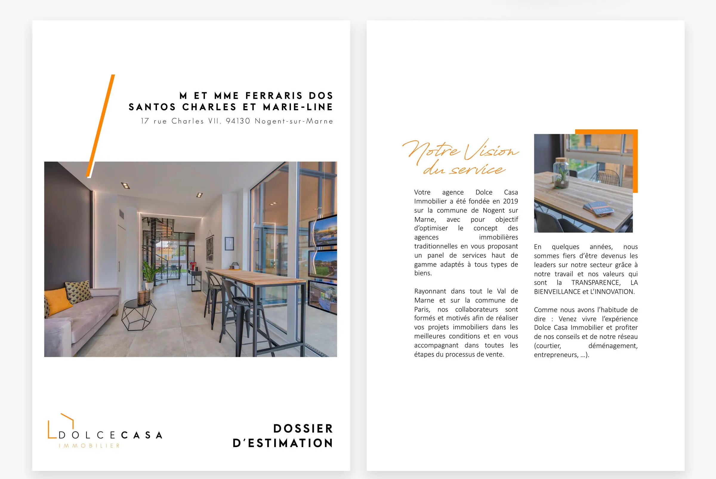 Template dossier estimation agence immobilière design graphique Paris Ile-de-France France