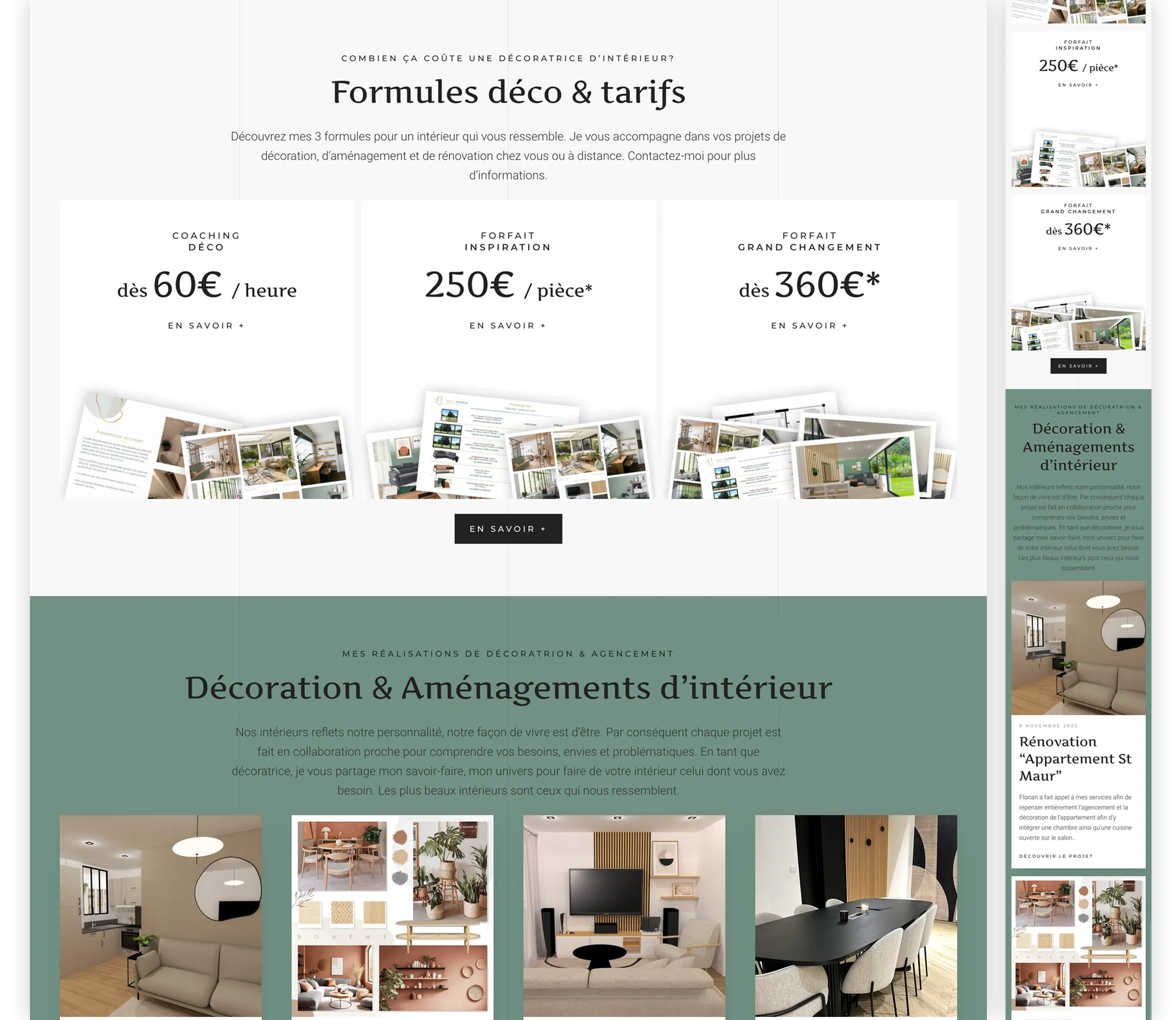 Vue complète du site internet responsive Maison Bonheur créée par un webdesigner freelance à Paris spécialisé en UX UI et SEO