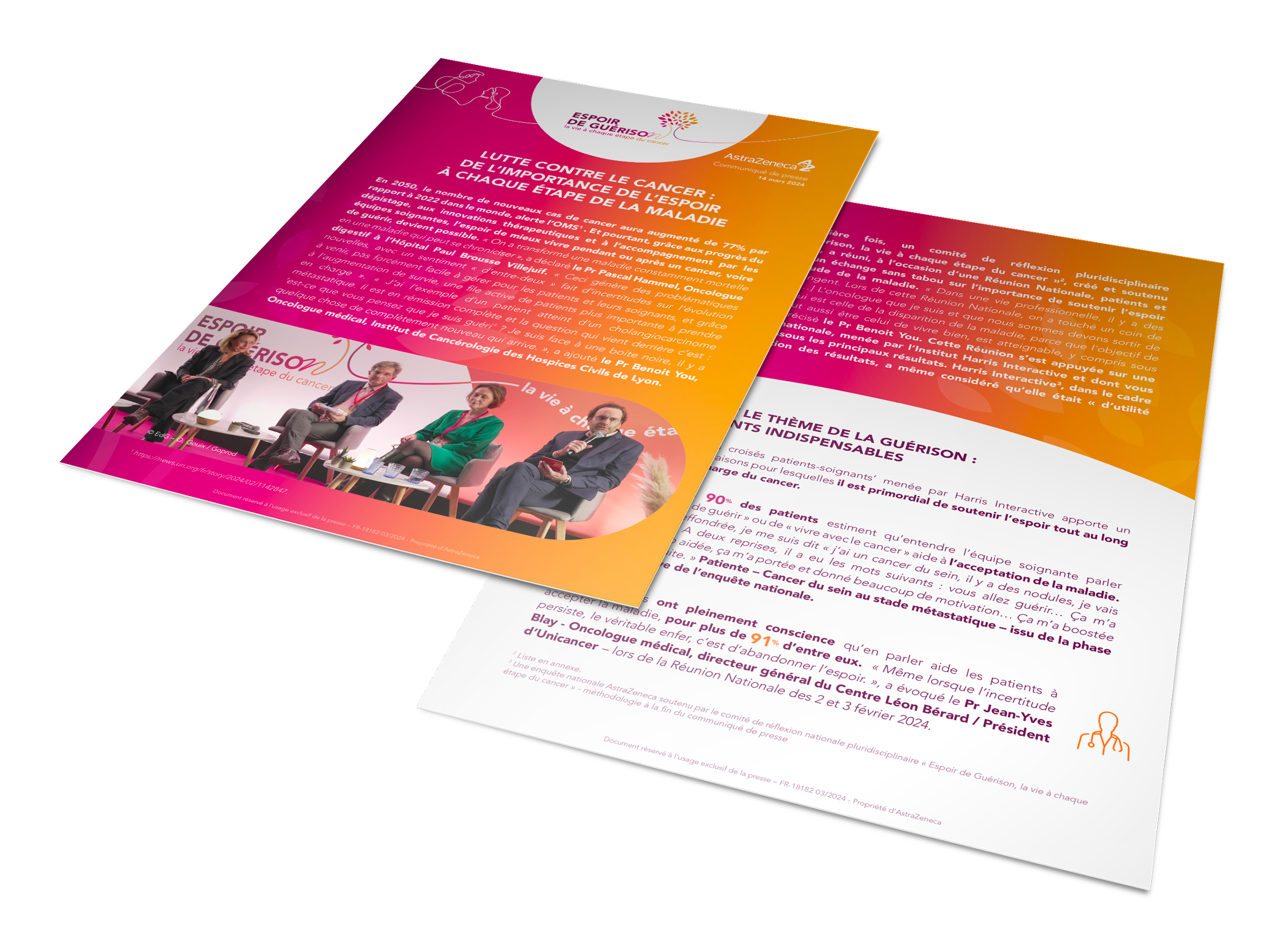 Mise en page professionnelle d’un communiqué de presse médical AstraZeneca réalisée par un graphiste spécialisé en communication santé à Paris et en France