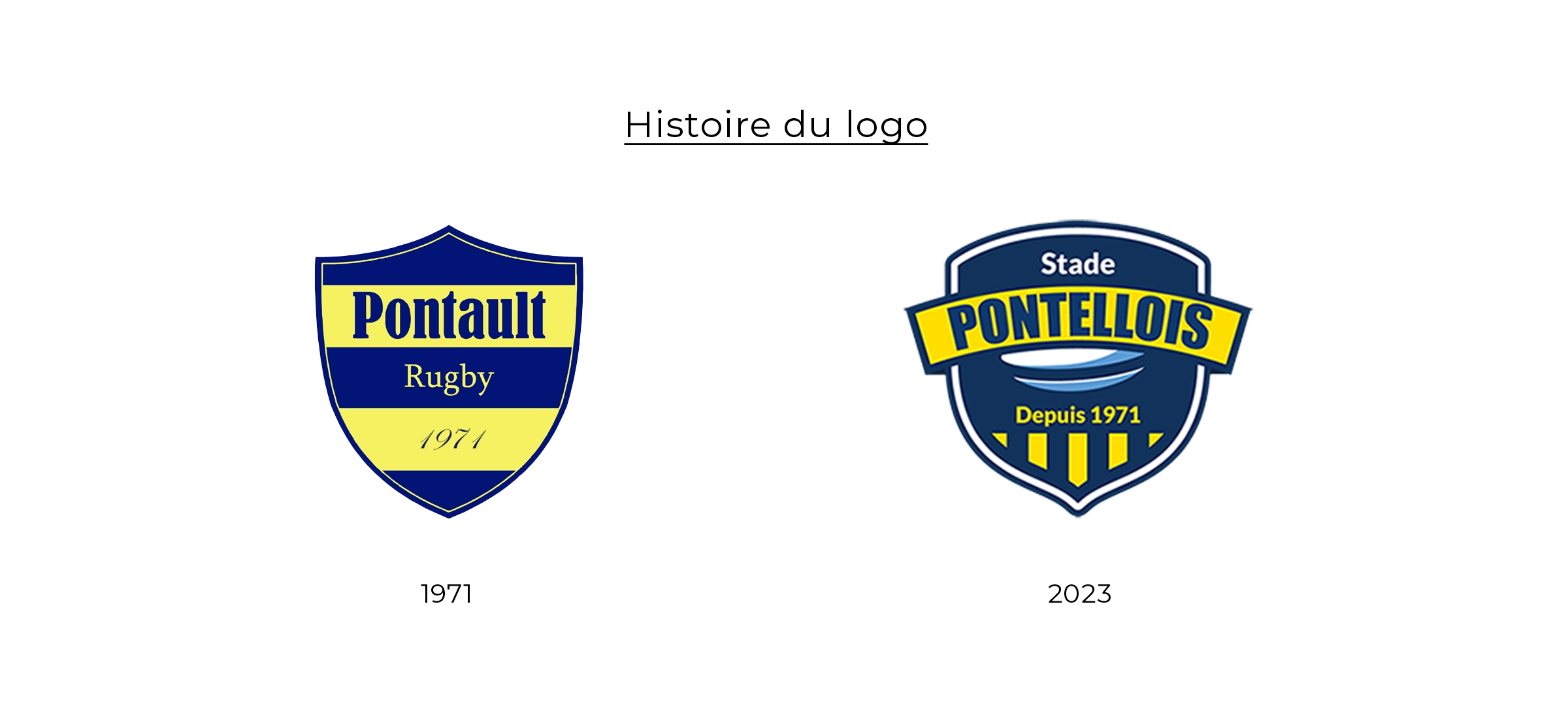 Comparaison entre l’ancien logo et une proposition de refonte du Rugby Club de Pontault-Combault réalisée par un graphiste spécialisé en création d’identité visuelle sportive en Île-de-France