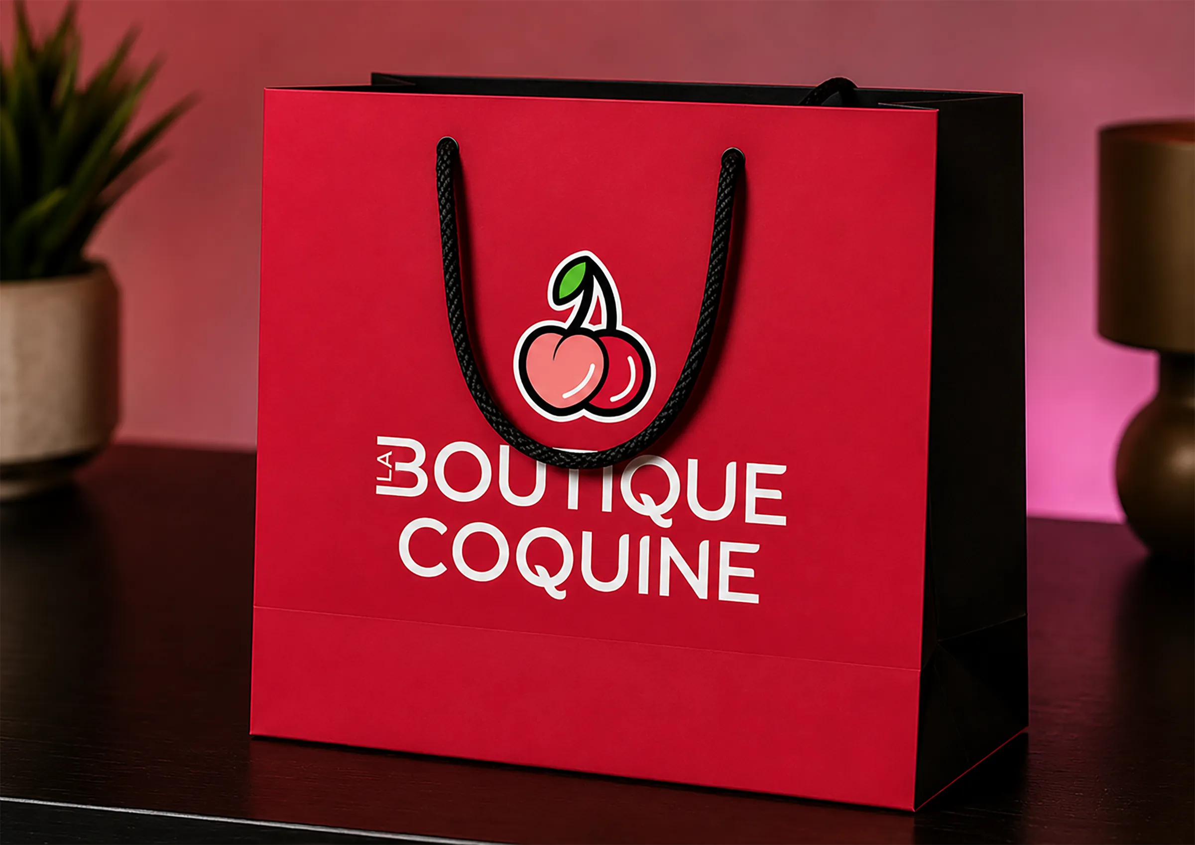 Création de sac shopping personnalisé réalisée par un graphiste freelance à Paris pour une identité visuelle de marque en Île-de-France
