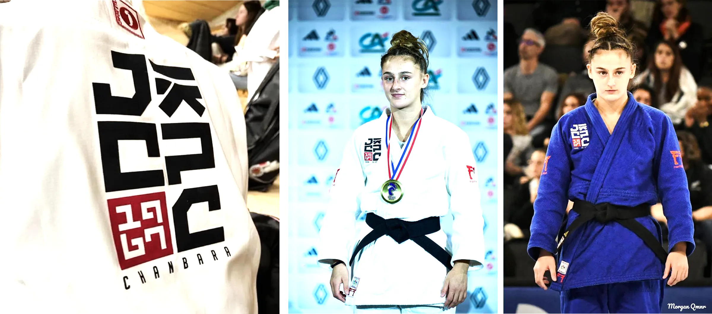 Judokas portant le nouveau logo du Judo Club Pontault-Combault conçu par un graphiste professionnel en Seine-et-Marne près de Paris
