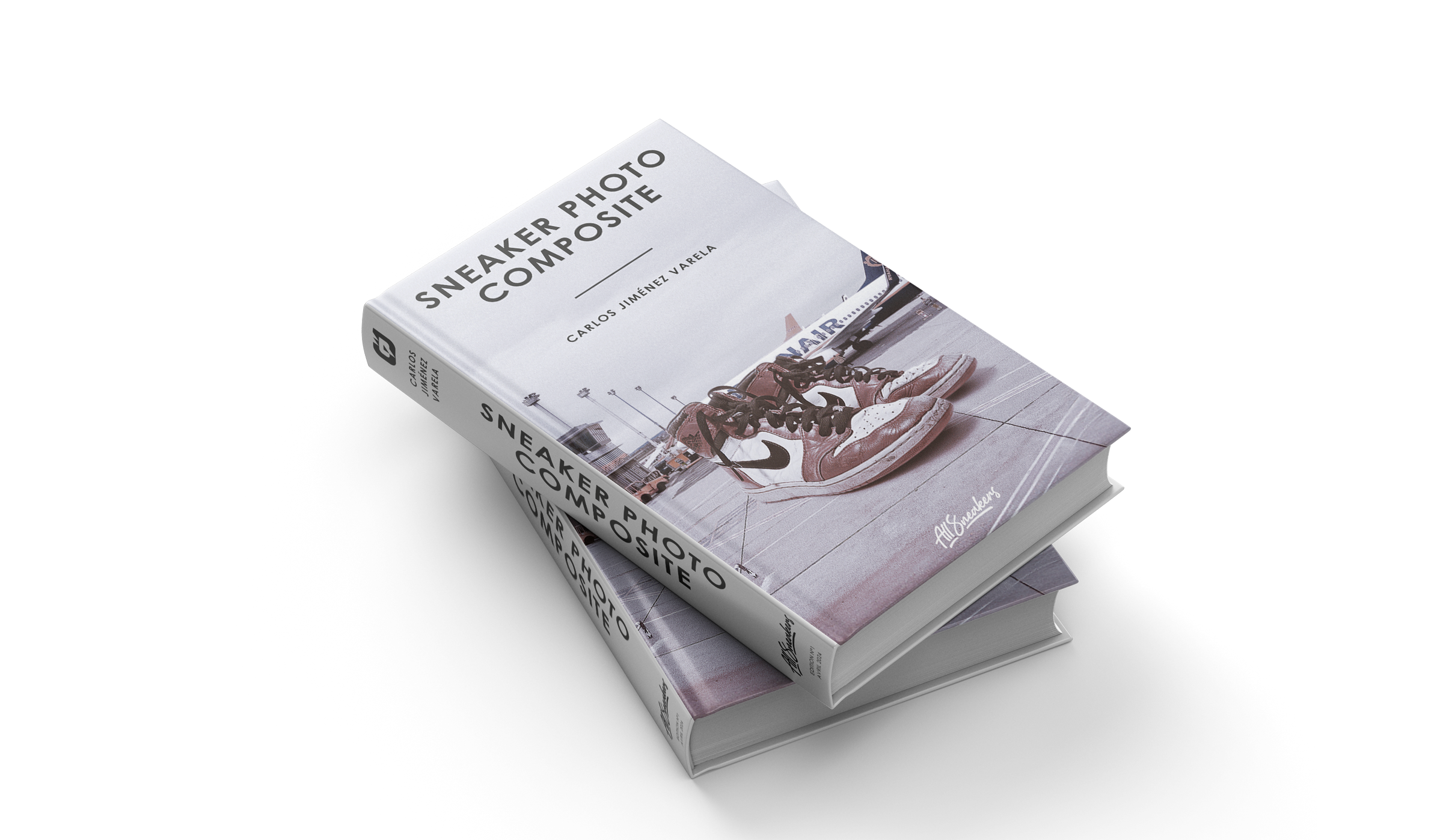 Couverture du livre Sneaker Photo Composite conçue par un graphiste spécialisé en design éditorial à Paris pour un projet de livre photographique sur les sneakers