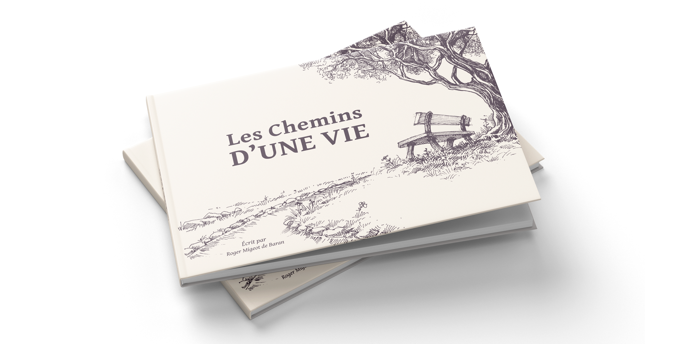 Couverture de livre biographique familial créée par un graphiste éditorial à Paris en Île-de-France pour la conception et la mise en page d’ouvrages personnalisés