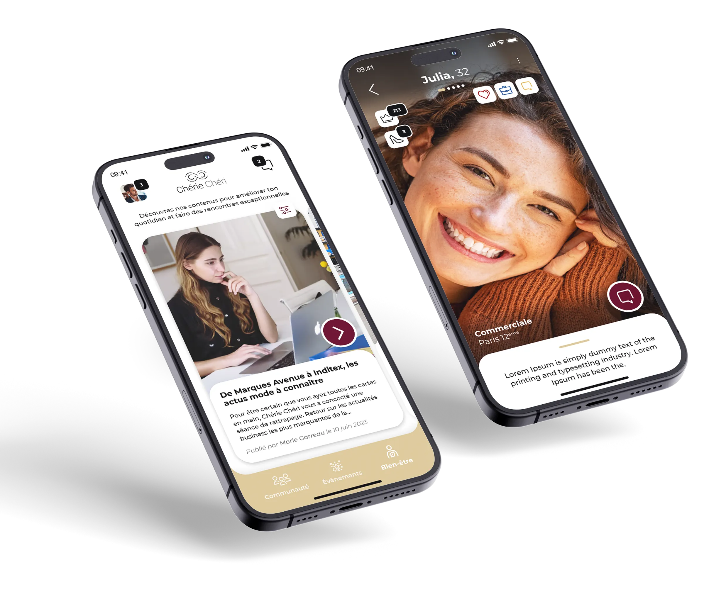 Conception UX UI d’application de rencontre mobile avec profils utilisateurs réalisée par un designer freelance à Paris et en Île-de-France