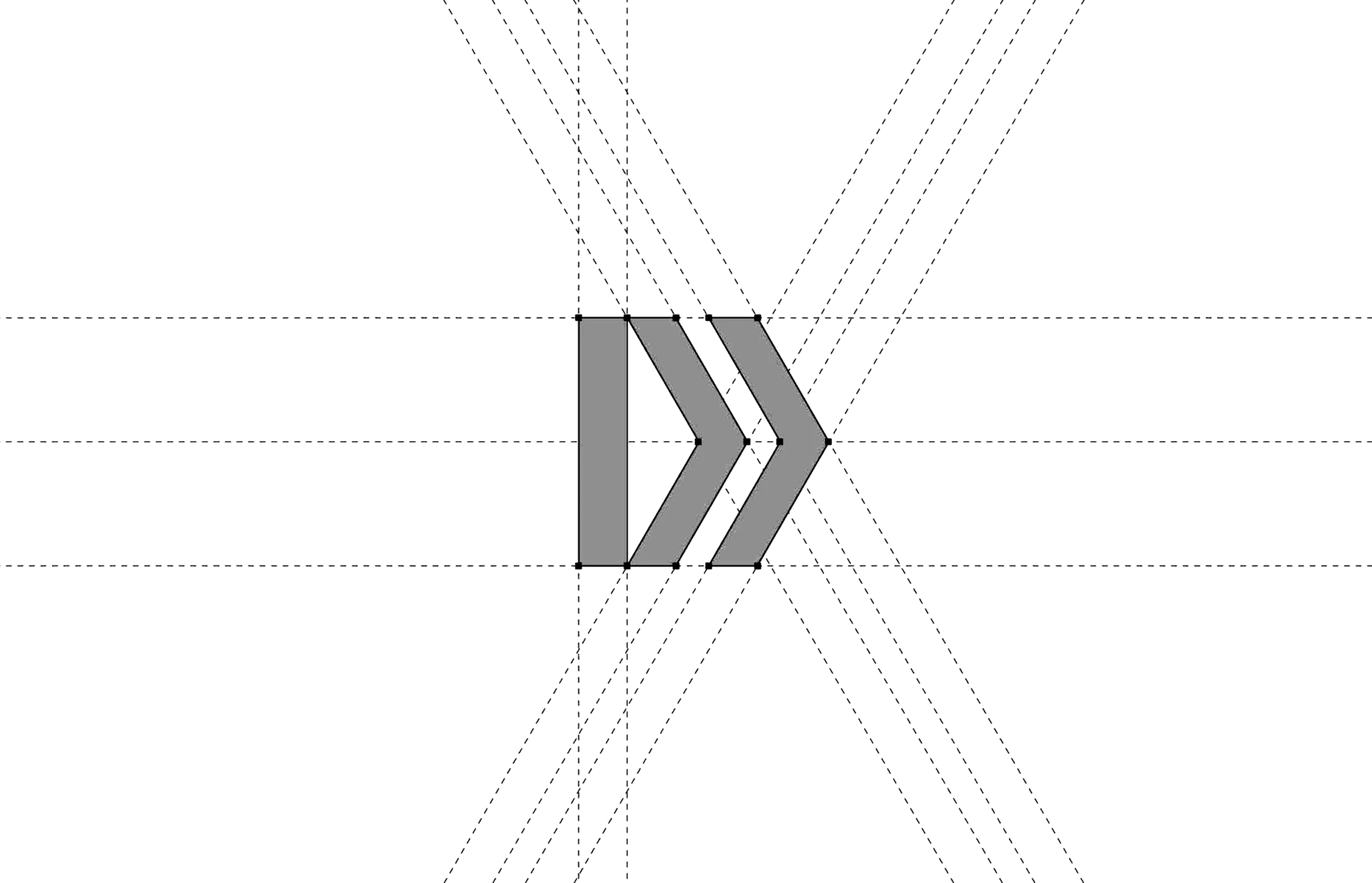 Étude de construction géométrique d'un logo réalisée par un graphiste indépendant en région parisienne pour une entreprise technologique française