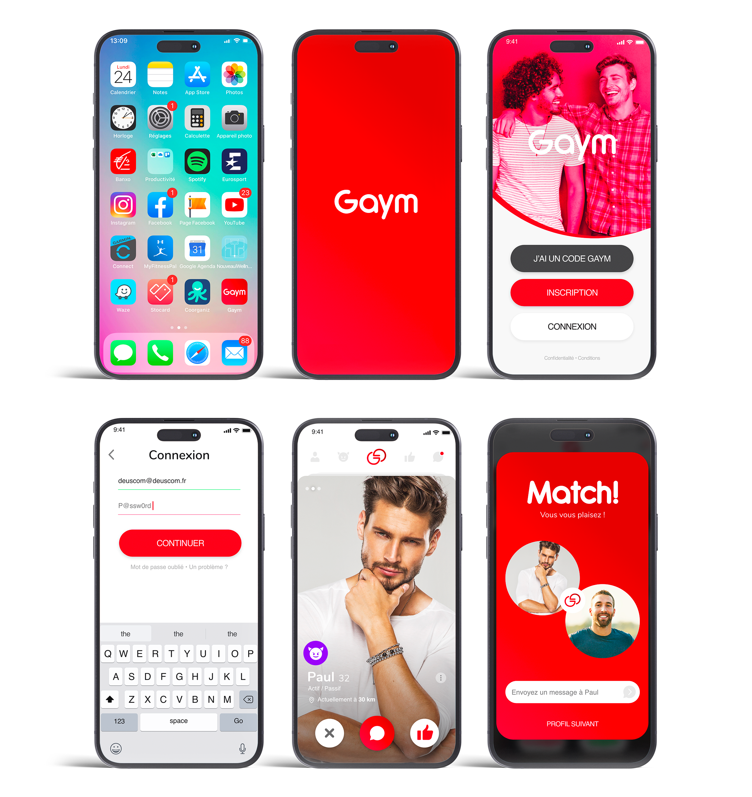 Création d’identité visuelle et design UX/UI d’application mobile de rencontre réalisée par un graphiste et designer digital à Paris en France