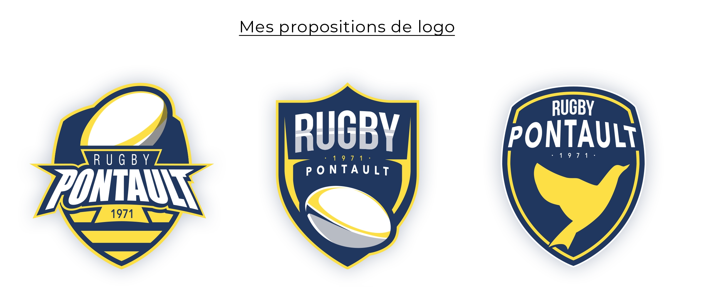 Recherches graphiques et concepts de logos pour le Rugby Club de Pontault-Combault conçus par un designer graphique sportif en région parisienne