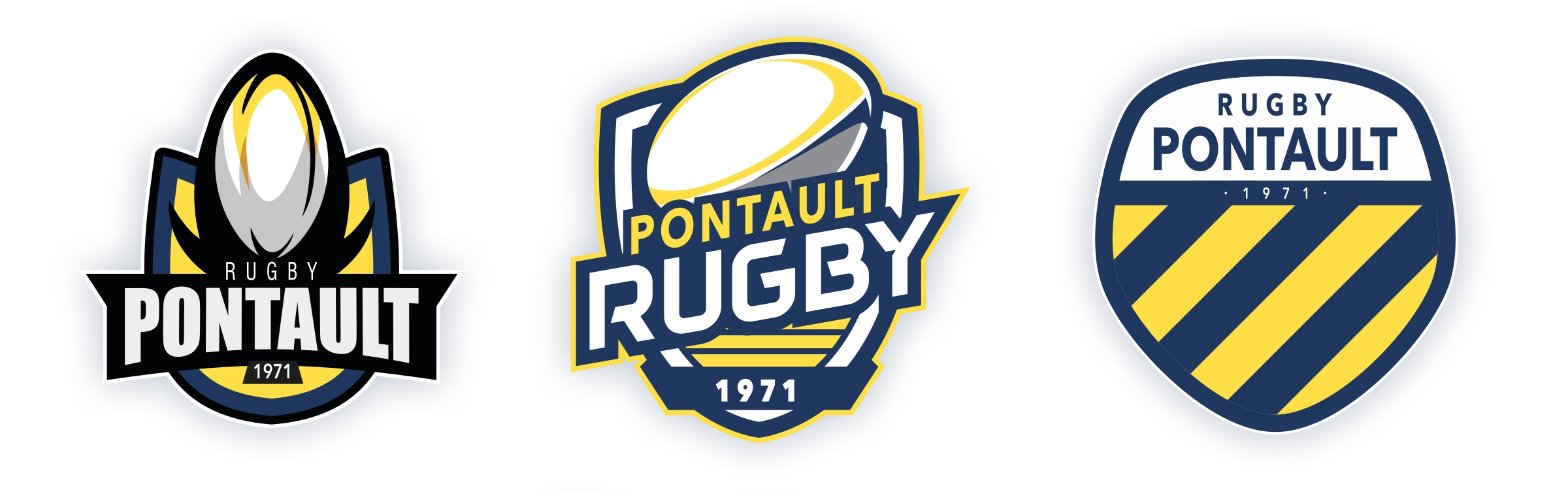 Recherches graphiques et concepts de logos pour le Rugby Club de Pontault-Combault conçus par un designer graphique sportif en région parisienne
