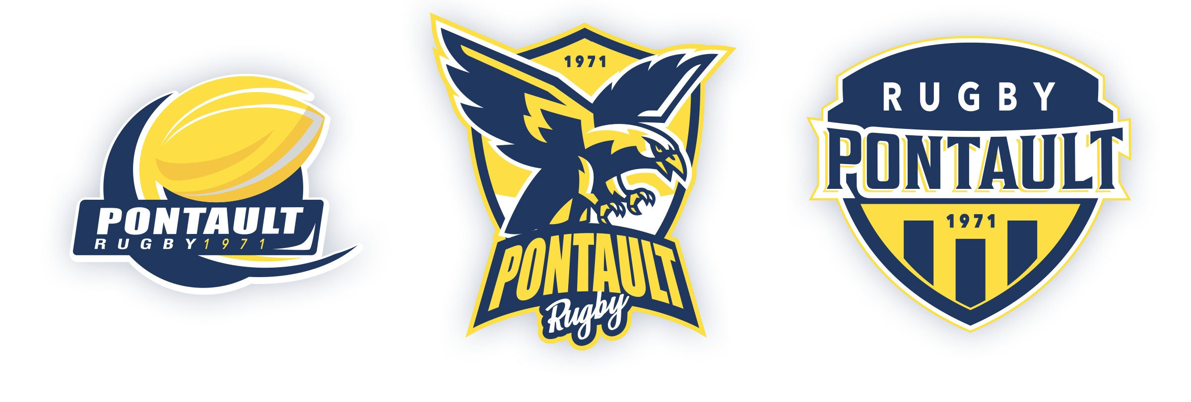 Recherches graphiques et concepts de logos pour le Rugby Club de Pontault-Combault conçus par un designer graphique sportif en région parisienne