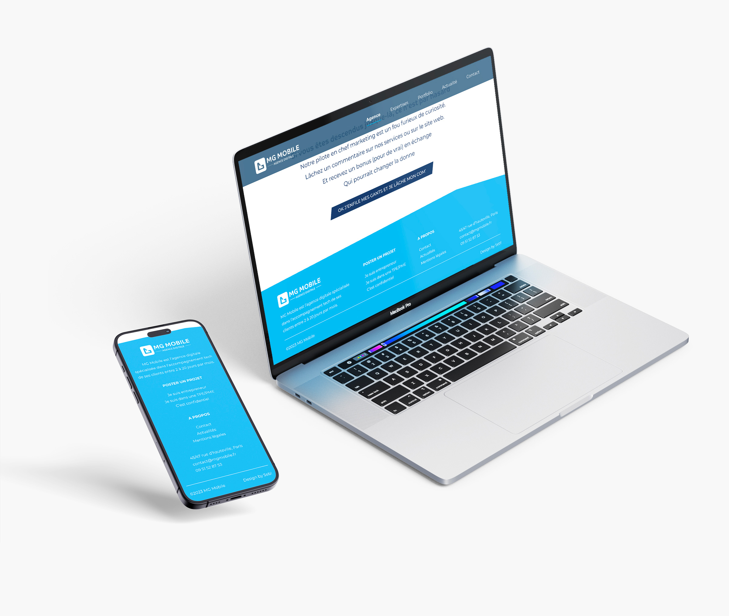 Pages d’expertise du site MG Mobile créées par un graphiste webdesigner à Paris spécialisé en UX UI design et sites internet responsives