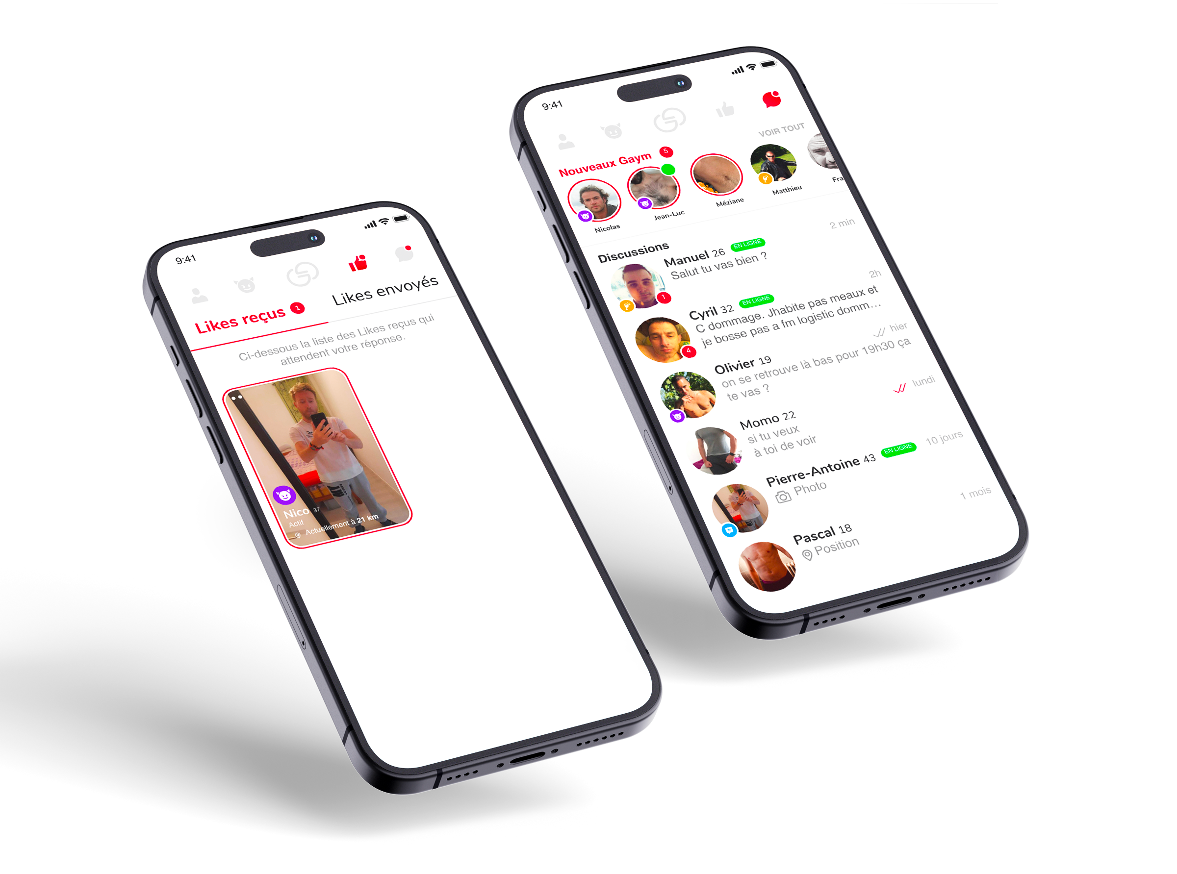 Design d’interface de messagerie mobile pour application de rencontre conçu par un UX designer freelance à Paris en Île-de-France