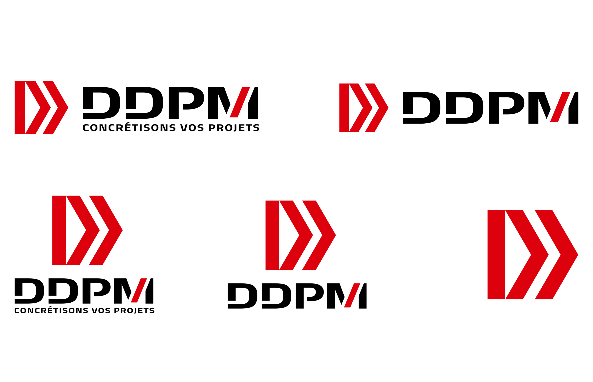 Déclinaisons du logo DDPM réalisées par un graphiste freelance à Paris pour une identité visuelle professionnelle et polyvalente