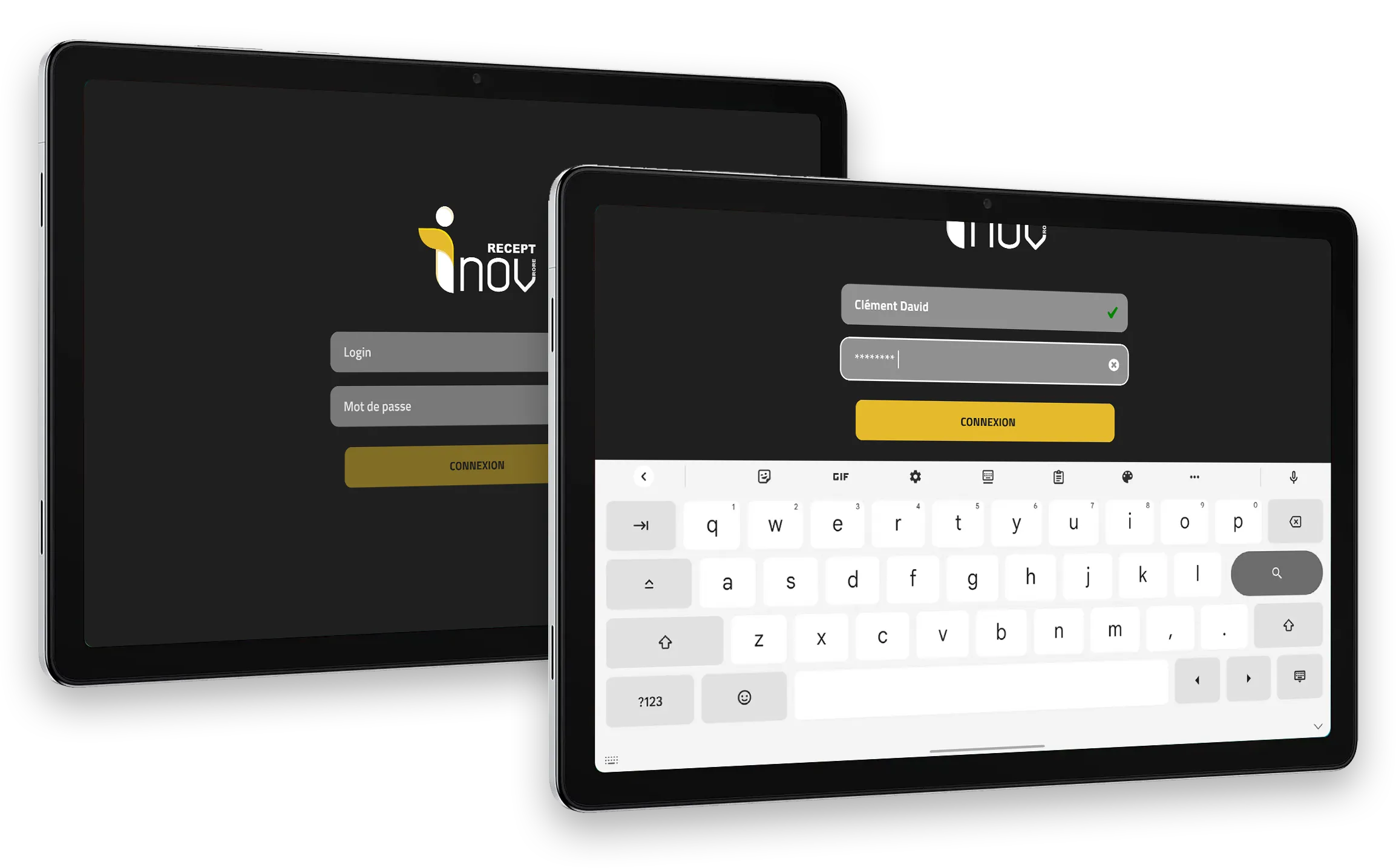 Design d'écran de connexion pour une application tablette professionnelle réalisé par un graphiste UX UI freelance à Paris spécialisé dans les applications métiers