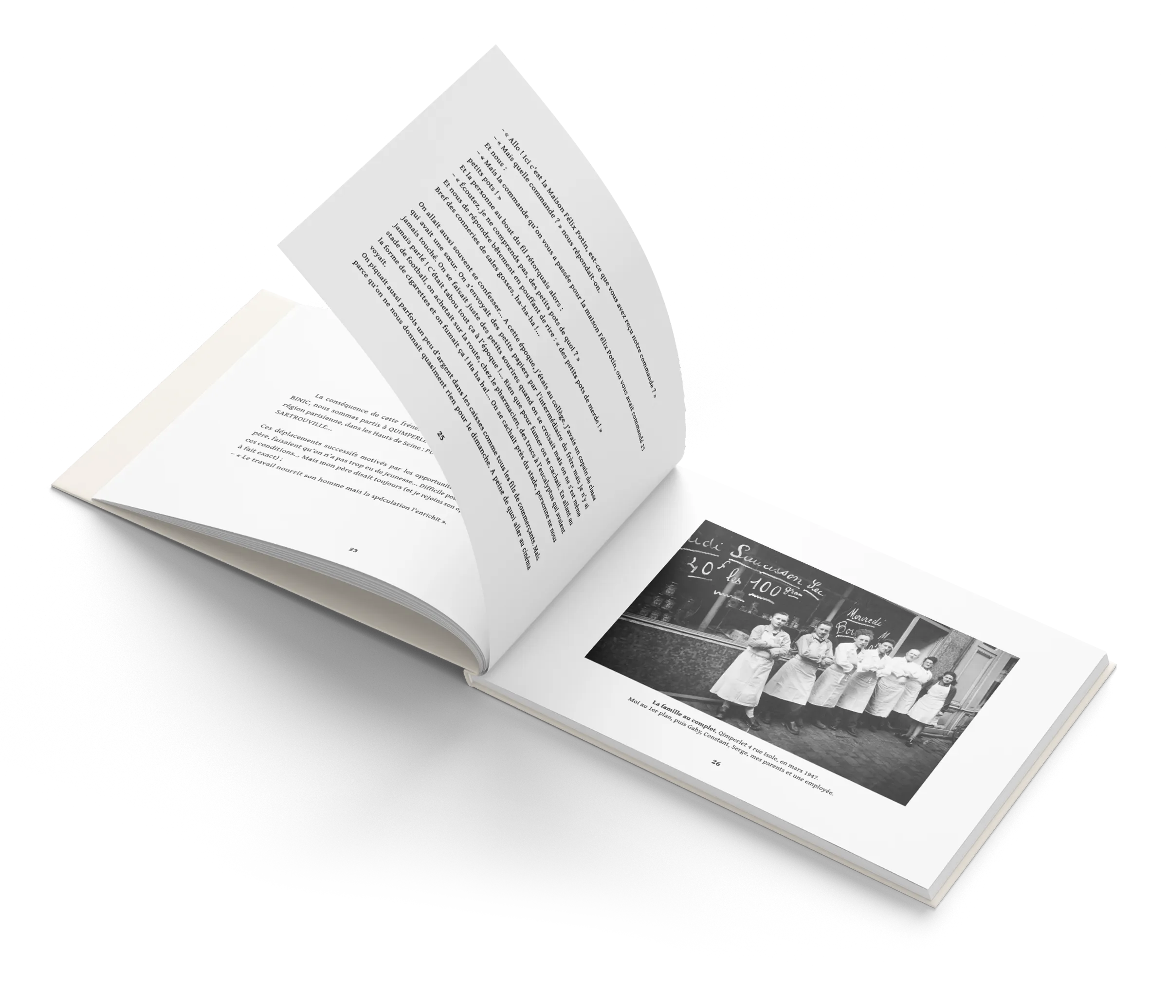 Livre souvenir familial imprimé avec mise en page professionnelle réalisée en France par un graphiste spécialisé en livres biographiques et mémoires personnelles