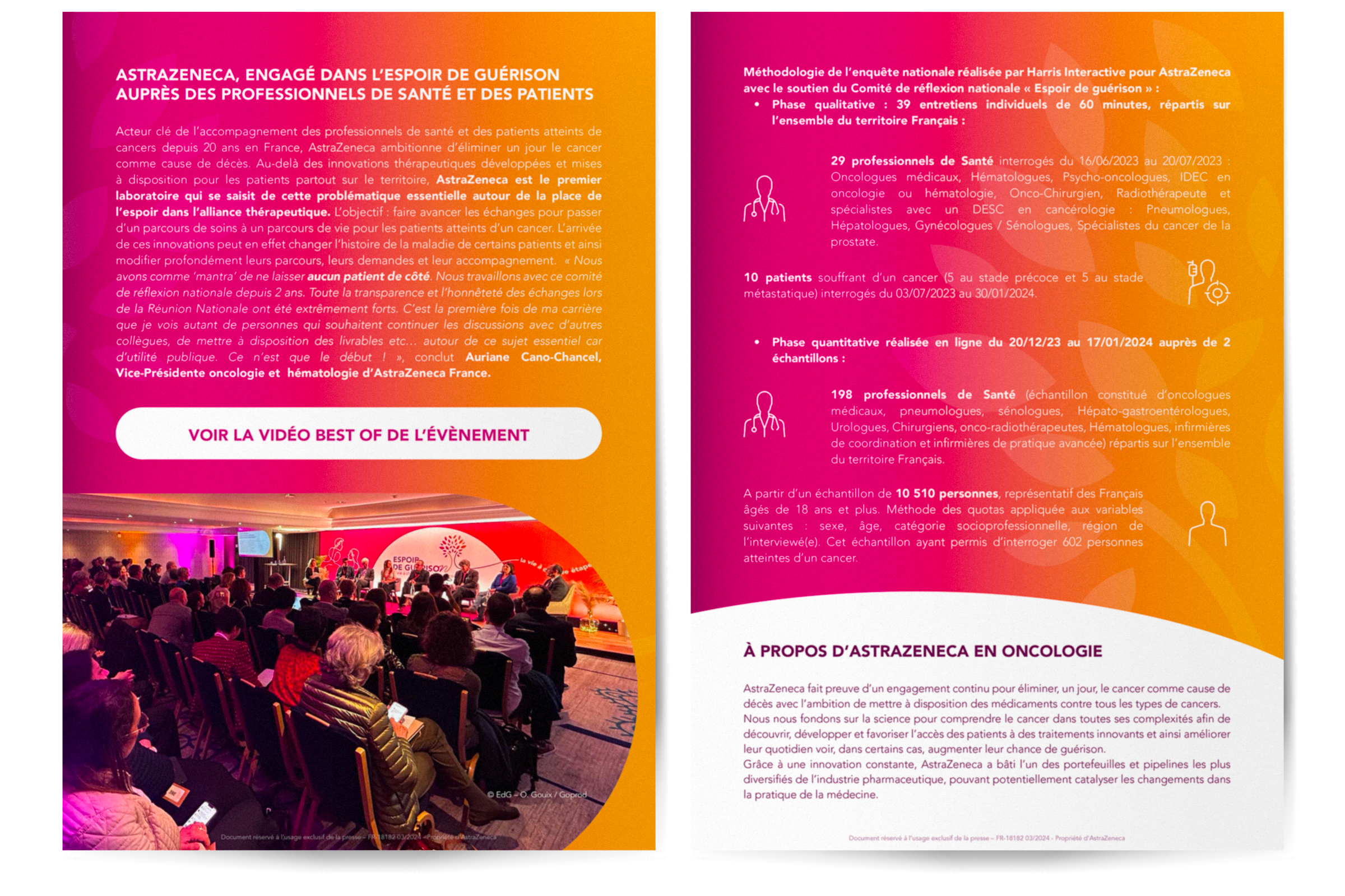 Création d’un communiqué de presse institutionnel AstraZeneca avec mise en page professionnelle réalisée par un graphiste en communication santé à Paris