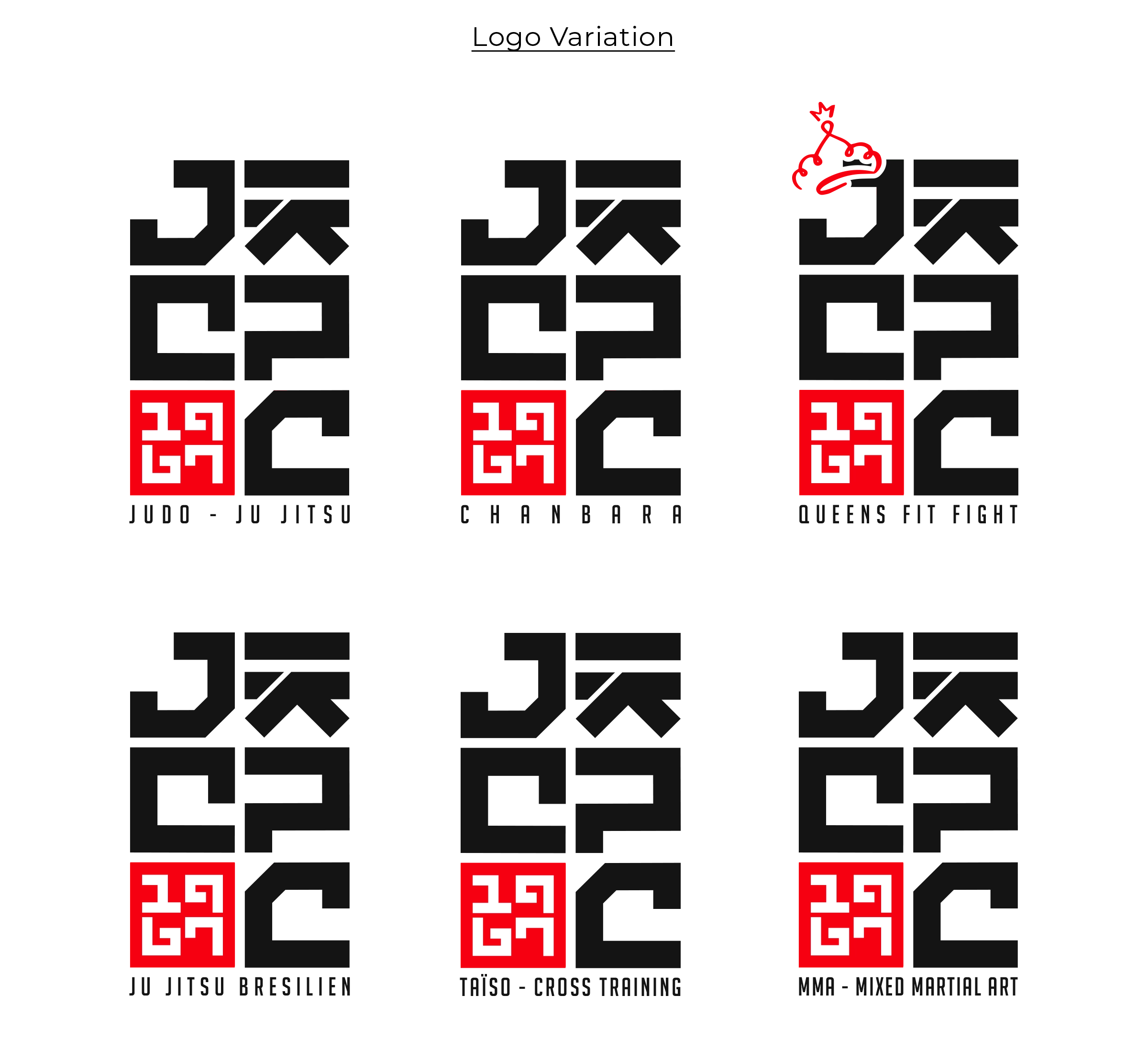 Déclinaisons du logo JCPC pour communication sportive réalisées par un graphiste indépendant en Île-de-France spécialisé en branding de clubs sportifs