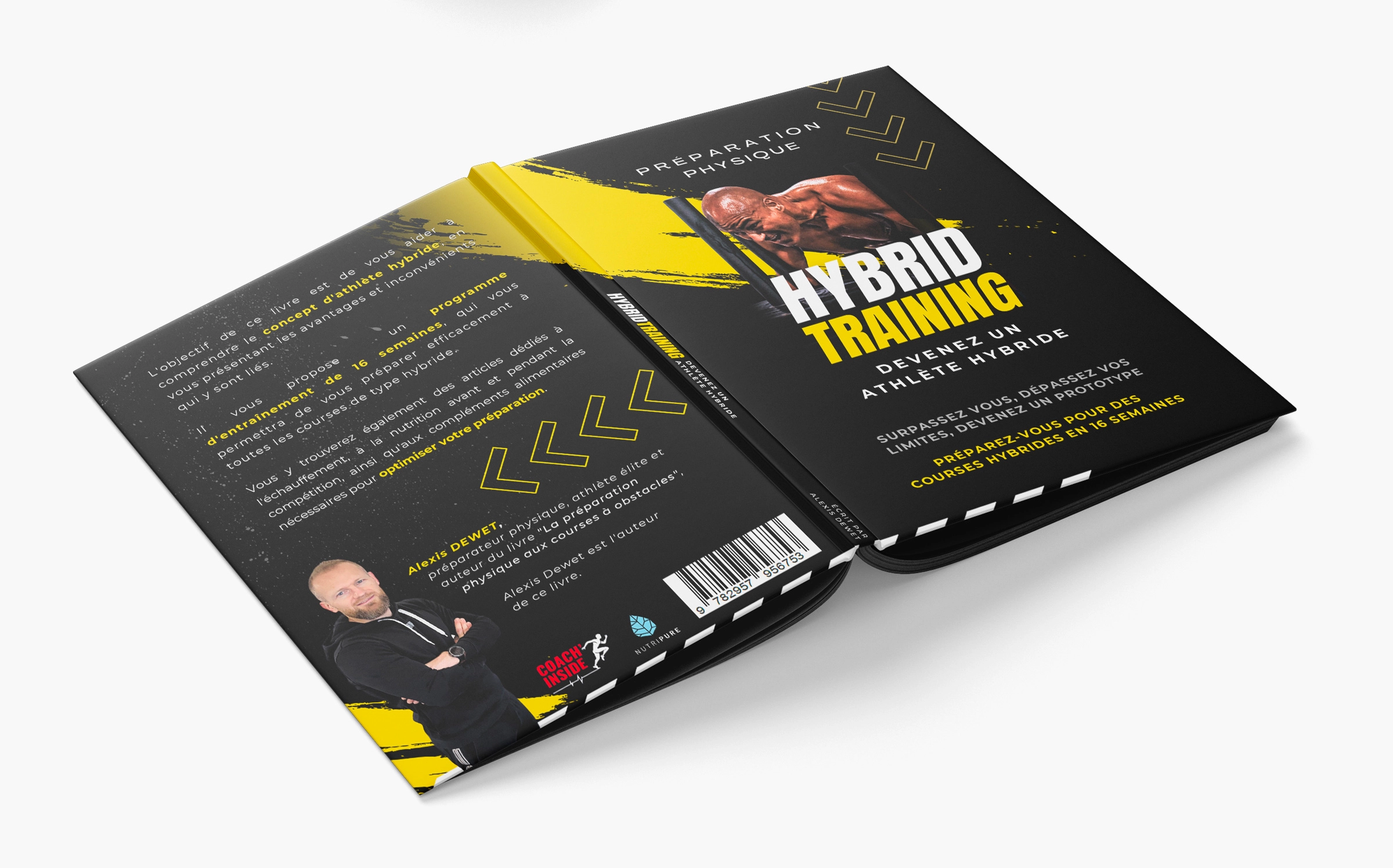Livre Hybrid Training conçu par un graphiste freelance à Paris, création d’identité visuelle, direction artistique et mise en page éditoriale professionnelle en France
