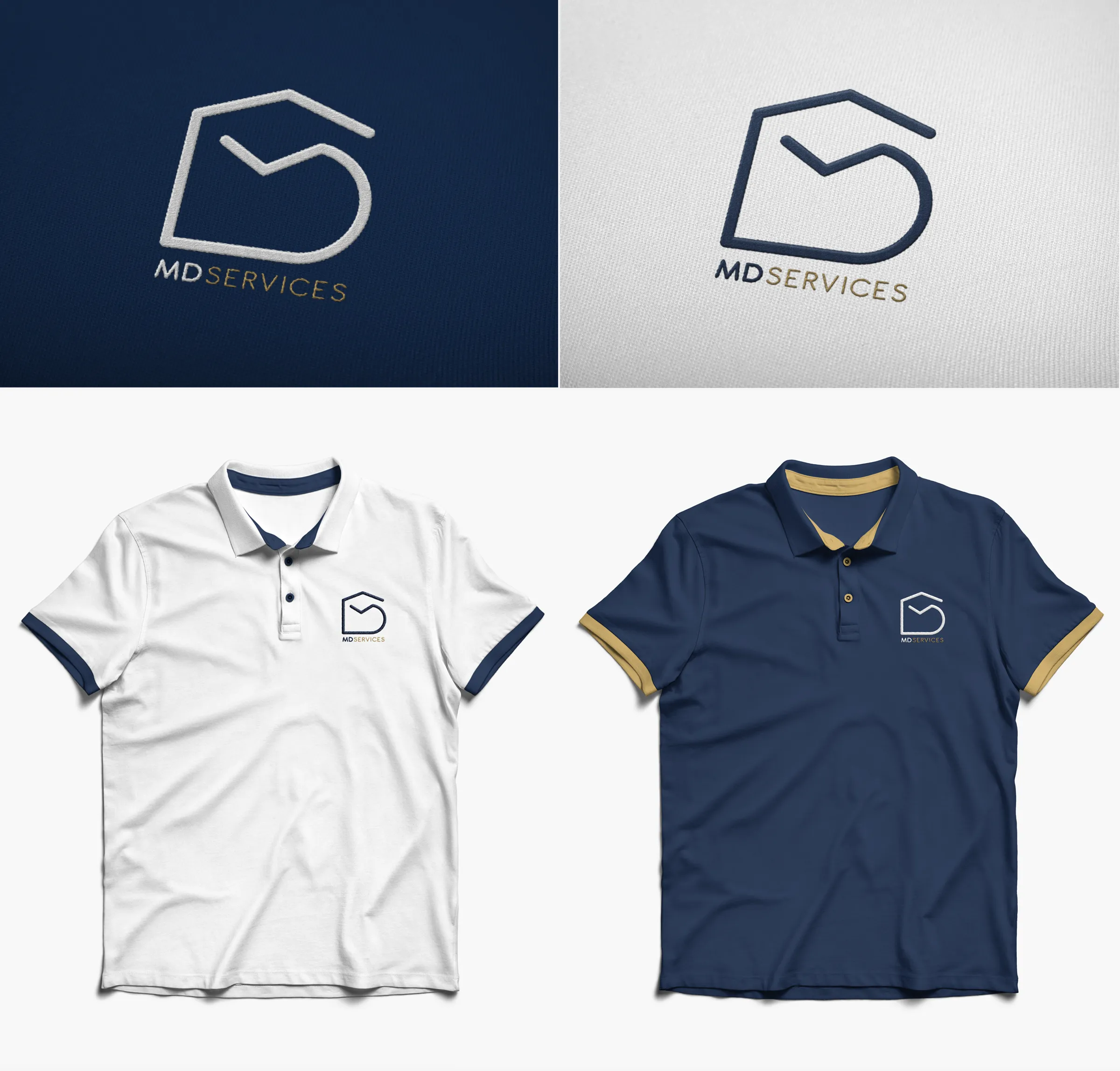 Logo d’entreprise de rénovation appliqué sur textile professionnel et vêtements de travail conçus par un graphiste freelance à Paris